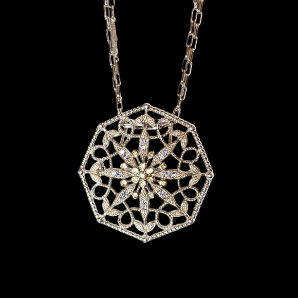 Vintage Edwardian pendant / brooch with gemstones in Sterling Silver - Picture 5 of 16